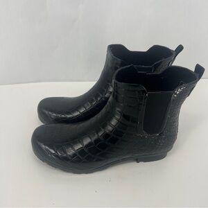 Roma Black croc rain Boots